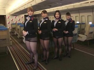 Japanese Stewardesses Go Wild! In-Flight Group Sex Action